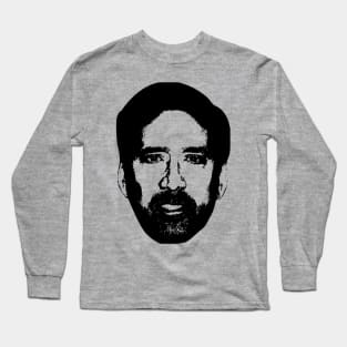 Nicolas Cage Iconic Hollywood Actor Face: Tribute to Film Legend Long Sleeve T-Shirt